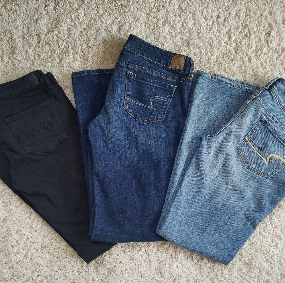 3 pair American Eagle Stretch Jeans Size 8